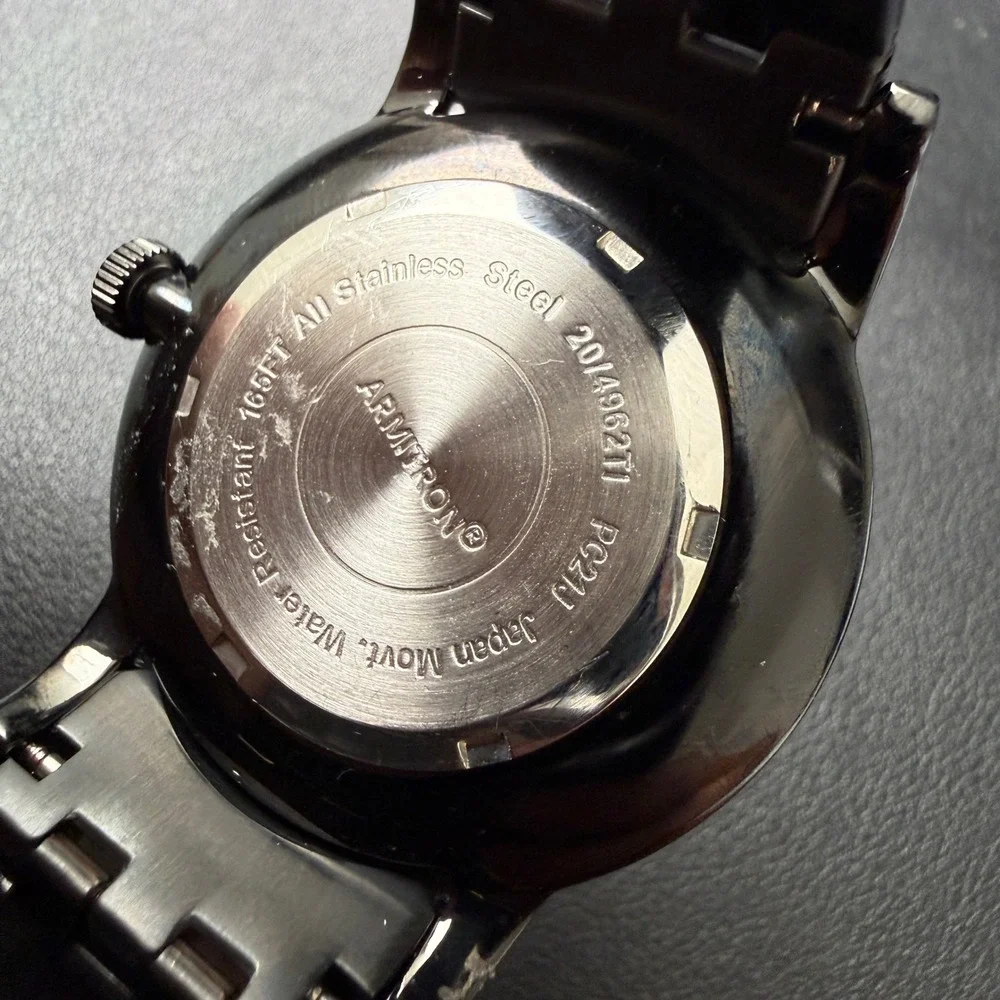 Armitron 20/4962TI Men's Black Bracelet Quartz Watch Japan Movt‎ New Battery
